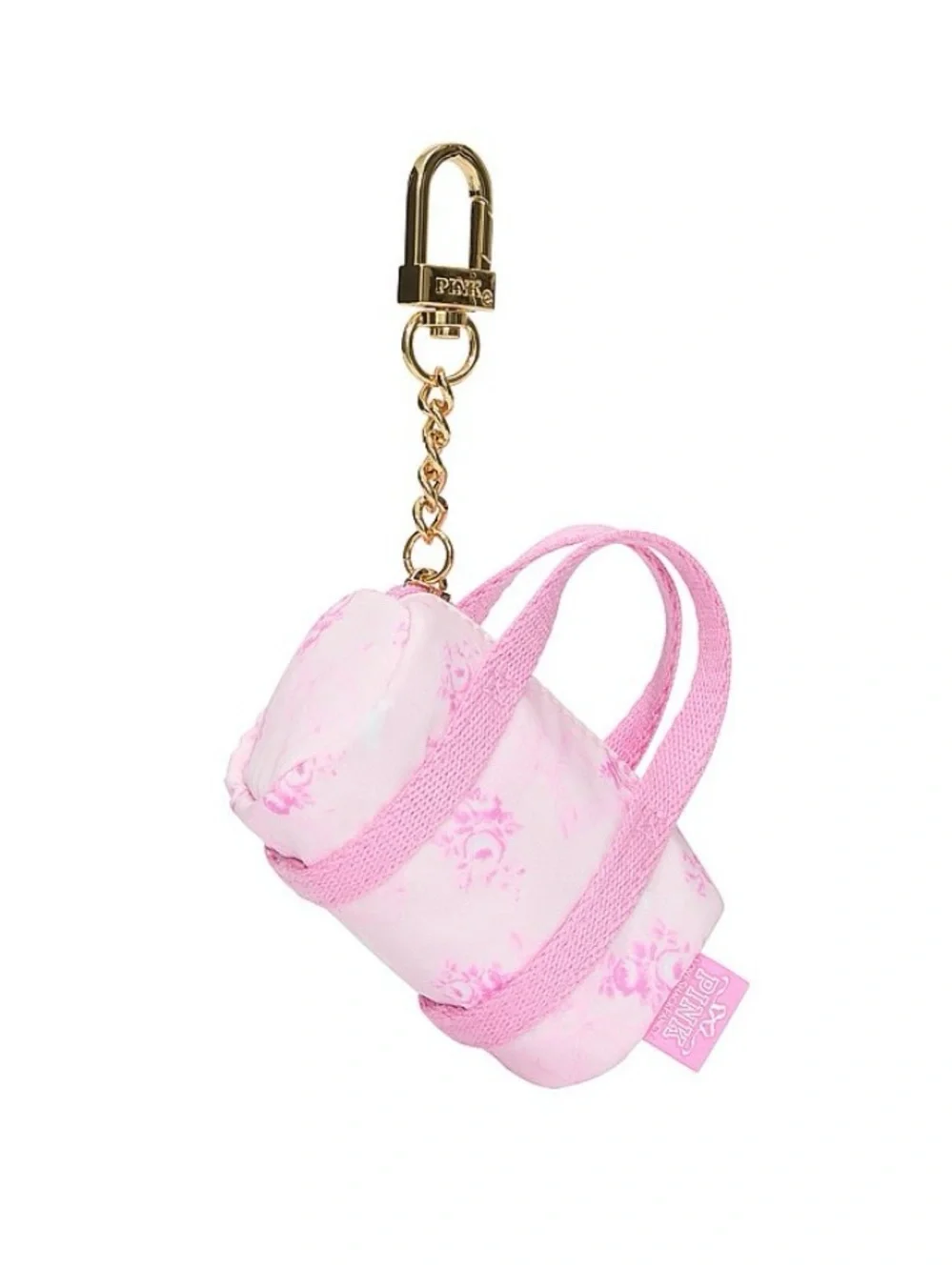 New PINK LoveShackFancy Mini Tote Bag Charm Duffle Keychain Coin Purse Floral - Picture 2 of 3